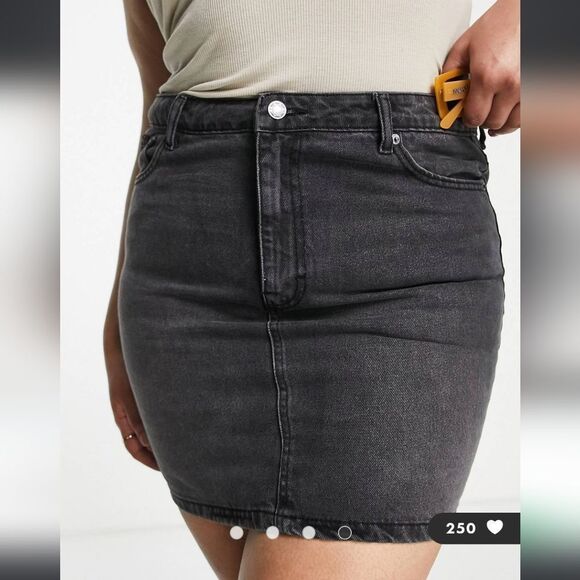 Asos Design Black Denim High Rise Skirt - Picture 3 of 12